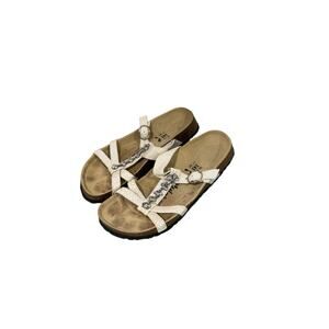 Birkenstock Betula Ivory Croc multi strap bejeweled women's Slide 7 / 38